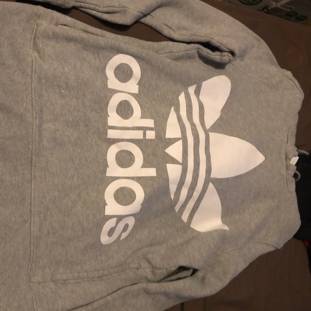 Adidas Gray Hoodie with White Logo